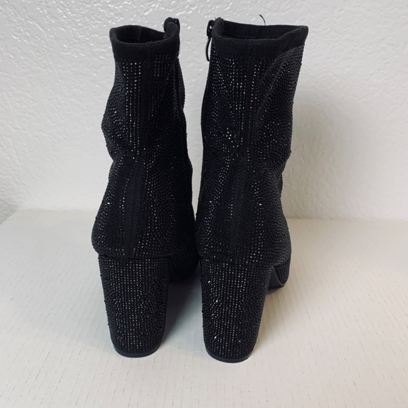 Torrid Stretch Embellished Bootie Size 8.5 WW Black Glass Beads Whimsygoth Bling - Picture 7 of 11
